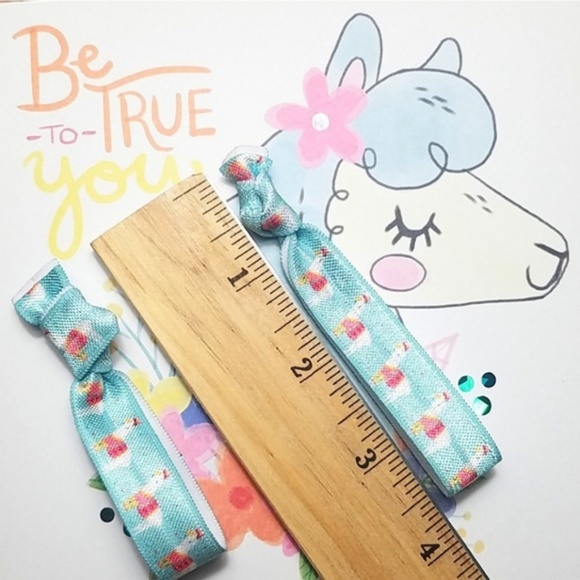 Aztec Hair Tie Set | Orange Red Boho Hair Ties - Picture 2 of 2